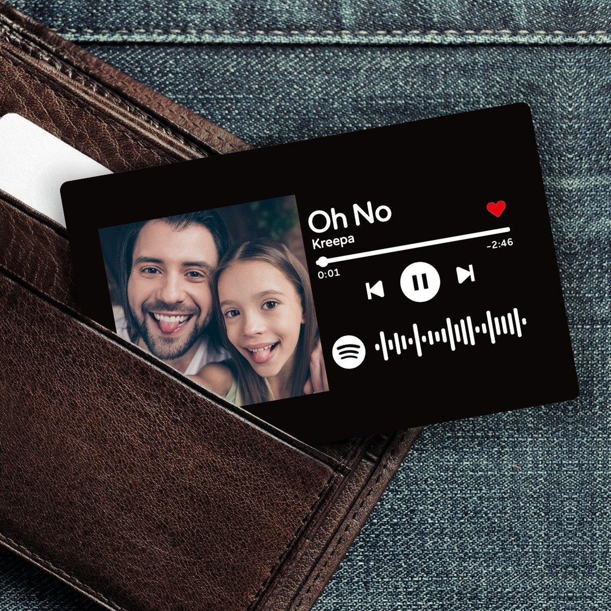 Custom Spotify Music Code Wallet Card Personalized Message Card Black