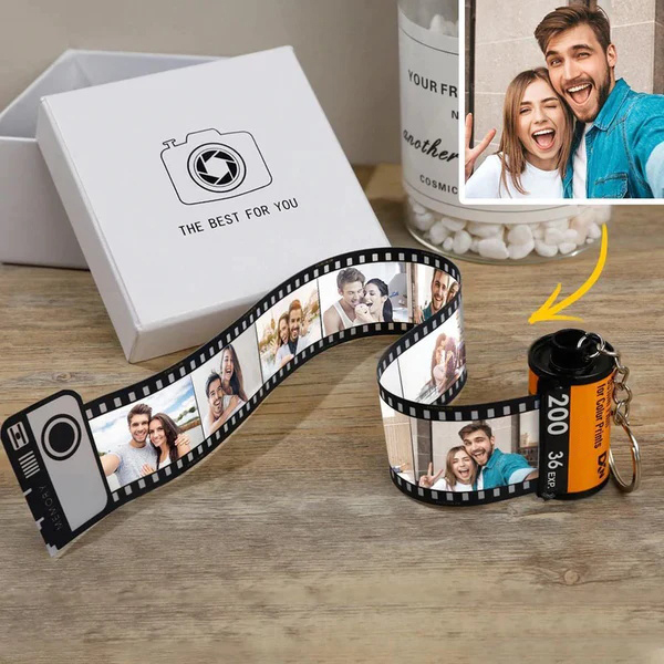 Custom Photo Film Roll Keychain Engravable Shell Camera Keychain Father's  Day Gift