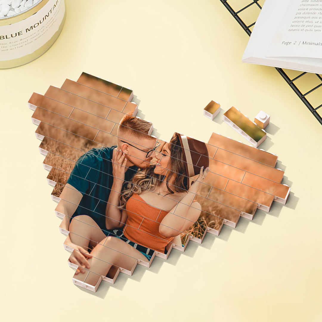 For Him Personalized Building Brick Heart Custom Photo Block Toy Home Decor