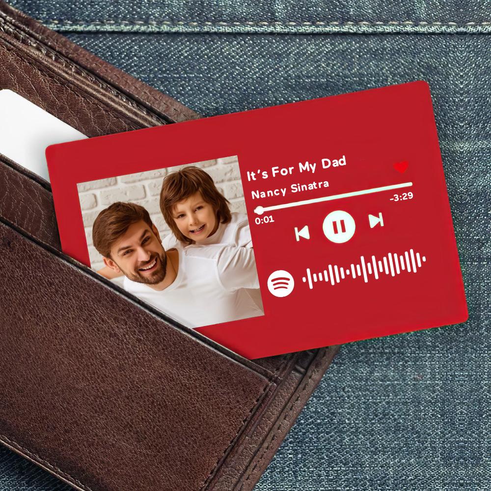 Custom Spotify Music Code Wallet Card Personalized Message Card Red