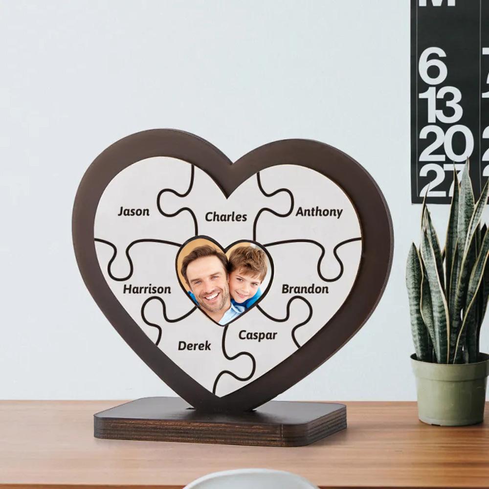 Gift for Dad Personalised Heart Wooden Table Frame