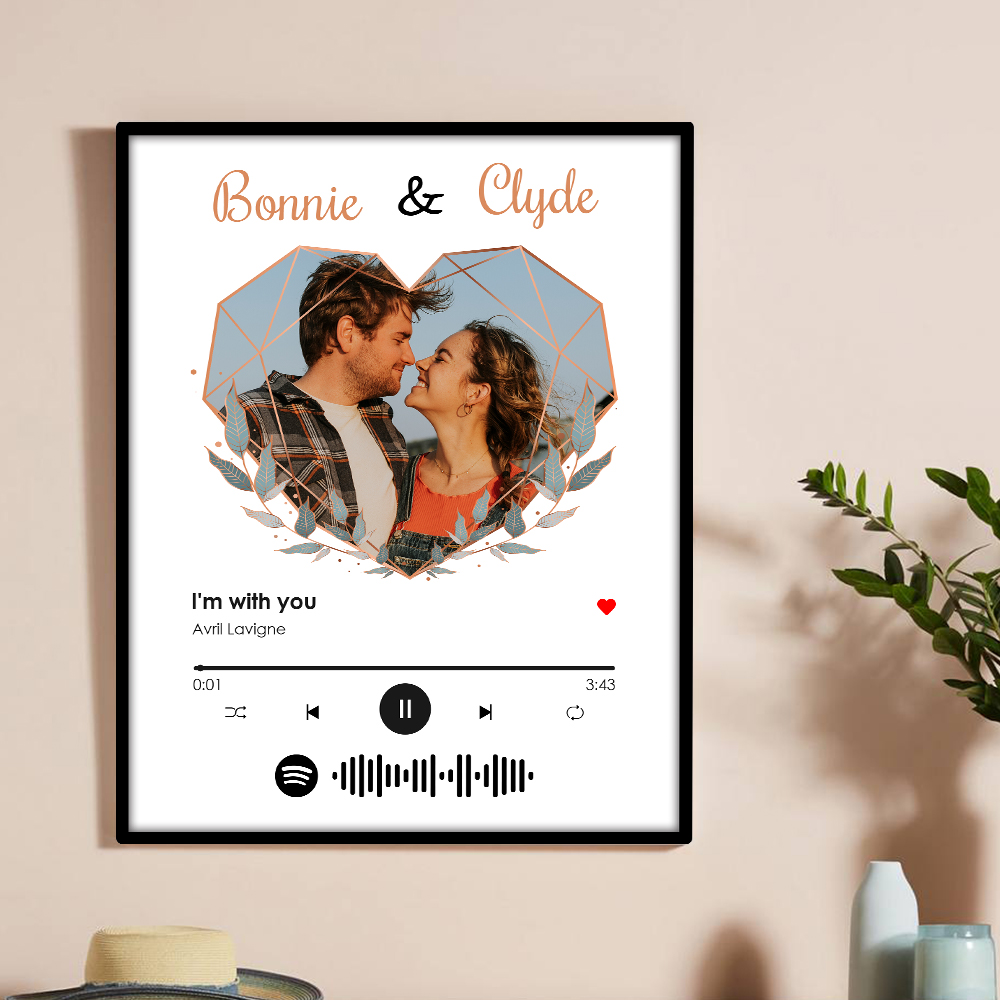 Customized Heart-Shaped Ornaments with Photo Custom Spotify Special Gifts for Lover
