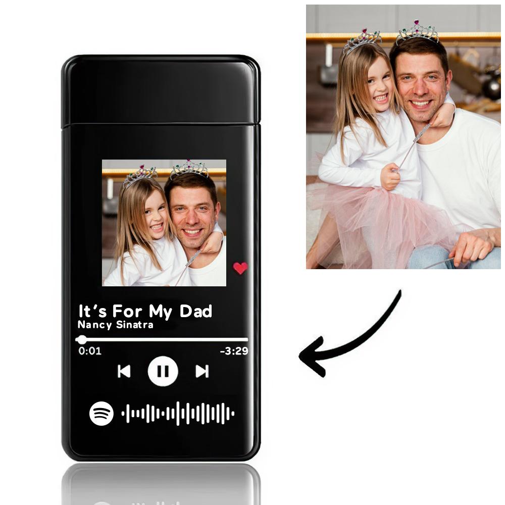 Custom Gift For Dad Custom Spotify Code Lighter Engraved Music Song Photo Lighter