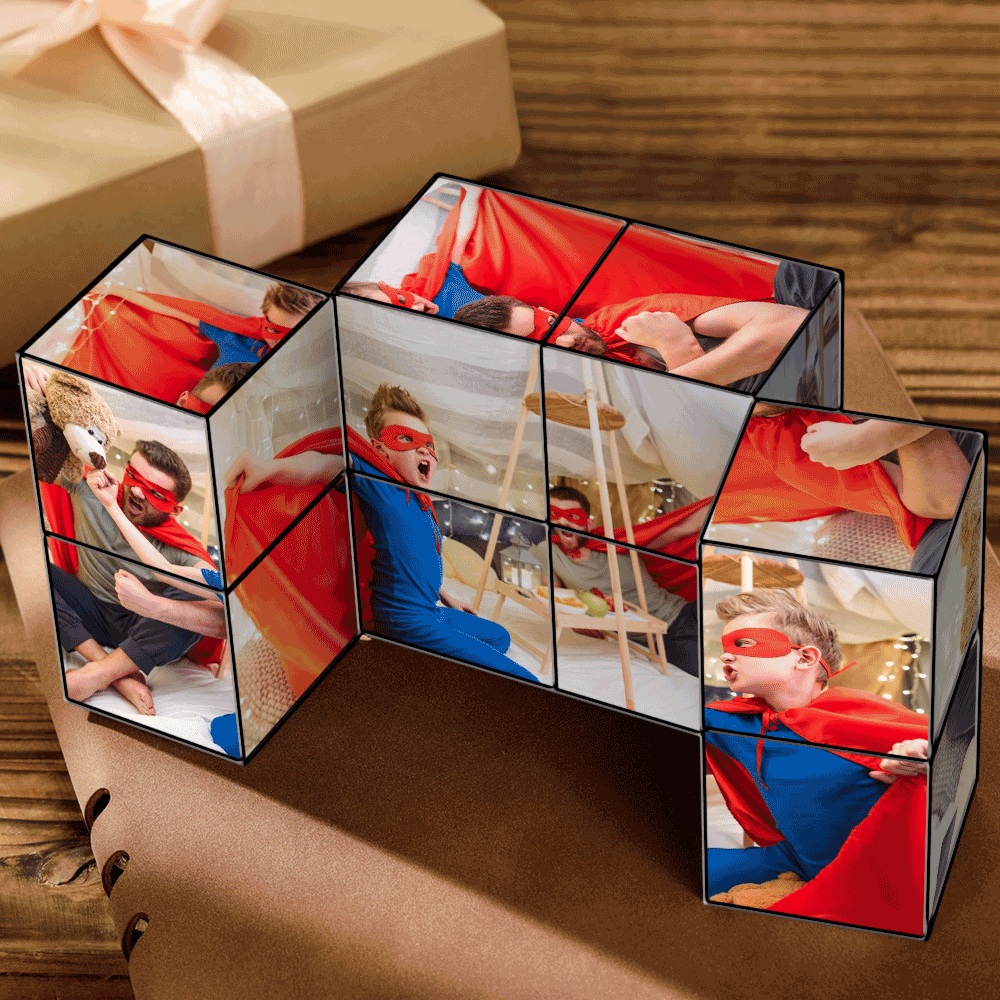 Father's Day Gift Personalized Magic Folding Photo Rubic's Cube Gift For Dad