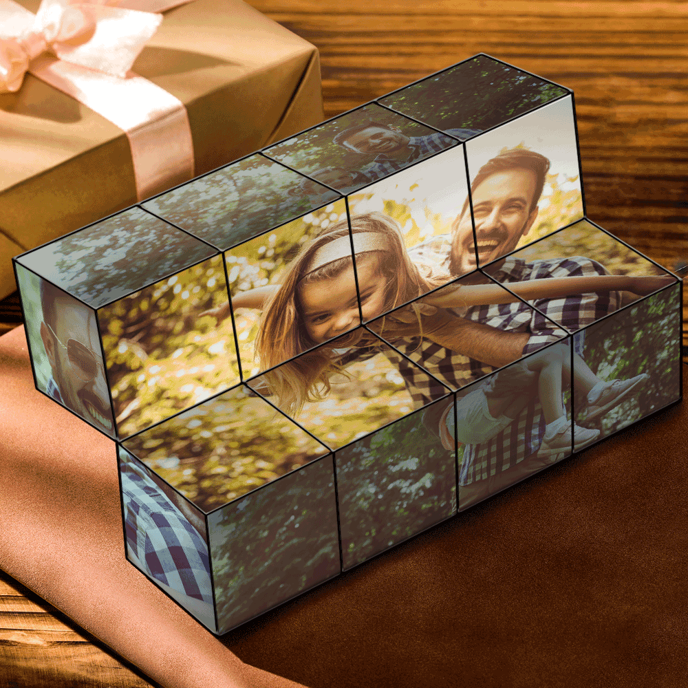 Personalized Father's Day Gift Custom Magic Folding Photo Rubic's Cube Gift For Dad