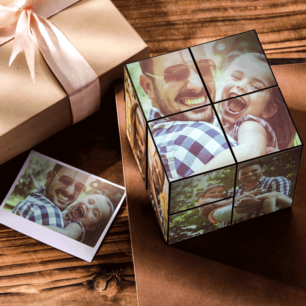 Personalized Father's Day Gift Custom Magic Folding Photo Rubic's Cube Gift For Dad