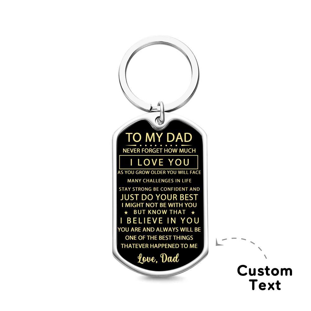 To My Dad Gift From Kid I Never Forget How Much I Love You Love Dad I Stainless Steel Dog Tag Keychain For Dad