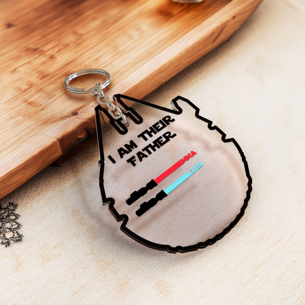 Personalized Lightsaber Keychain I Am Their Father Acrylic Sign Father's Day Gift