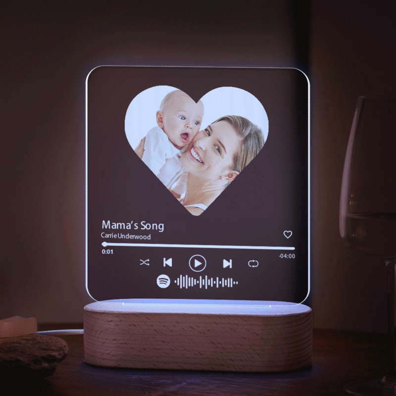Scannable Custom Spotify Code Heart 7 Color Lamp Acrylic Music Plaque Night  Light Gift For Mom