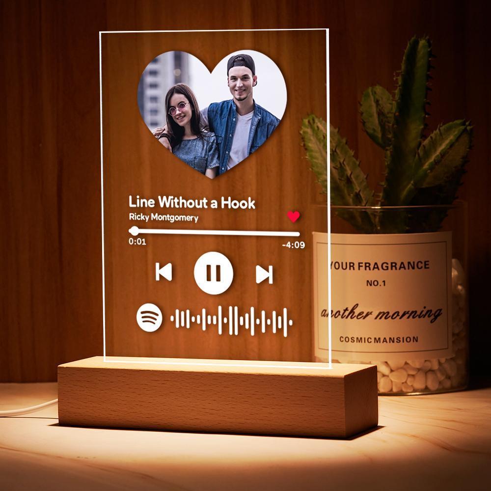 Spotify Photo Frame Custom Spotify Code Keychain & Night Light - Heart Shape-Gift For Lover