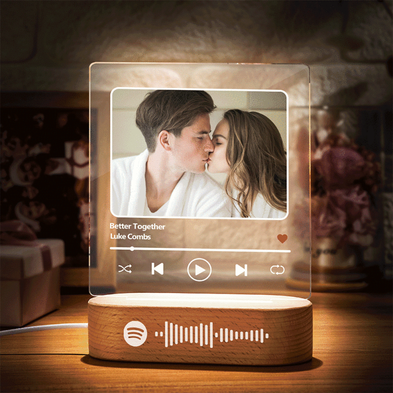 Scannable Custom Spotify Code Heart 7 Color Lamp Acrylic Music Plaque Night  Light Gift For Mom