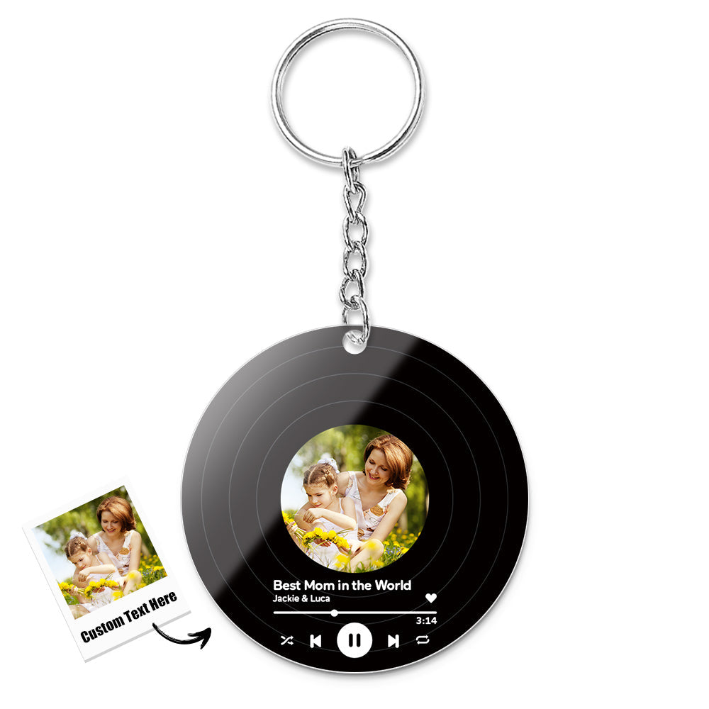 Custom Photo Engraved Keychain Mucic Keychain Vinyl Record Keyring Gift For Mom