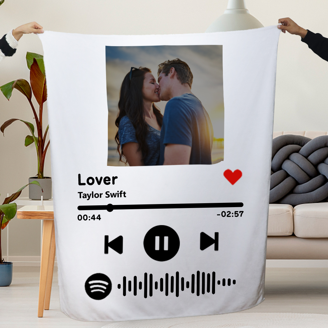 Custom Your Favorite Song Spotify Code Blanket Family Photo Blankets
