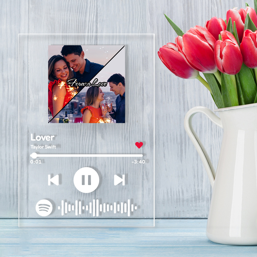 Custom Spotify Code Plaque Keychain With Two Photo