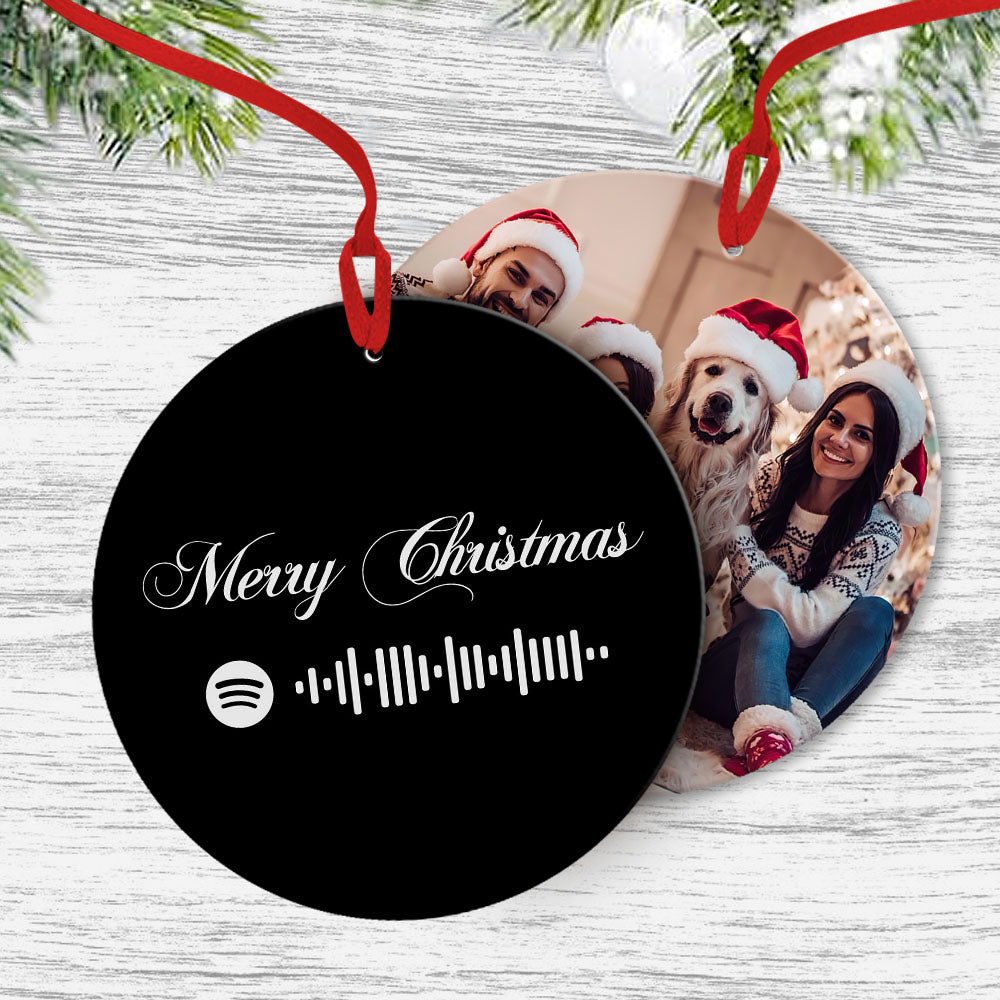 Custom Ornament-Scannable Spotify Code Ornaments Photo Hanging Ornament Engraved Custom Music Song Ornament
