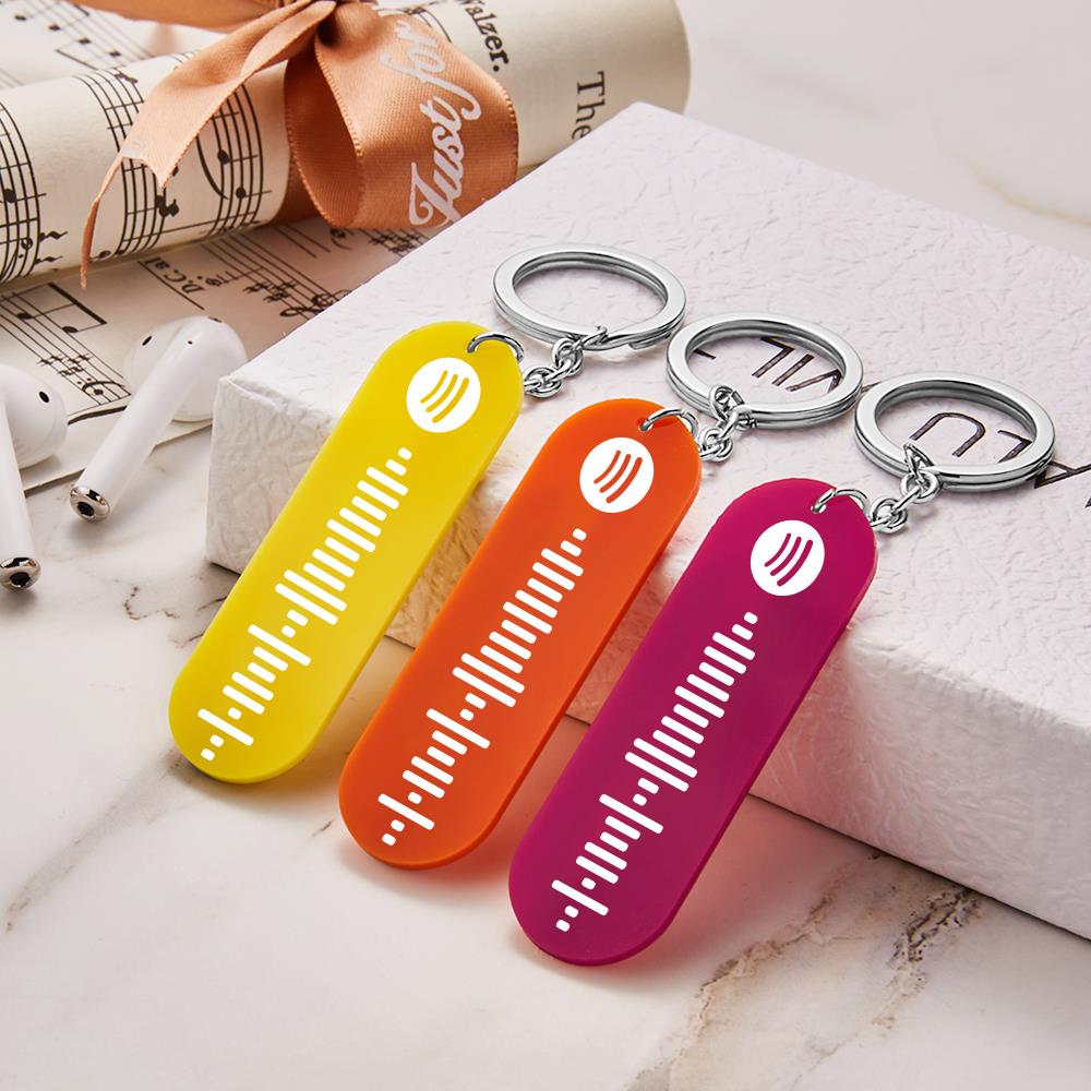 Custom Spotify Code Keychain Scannable Music Keychain Acrylic Multicolor Smooth - Bright, Yellow Orange Red