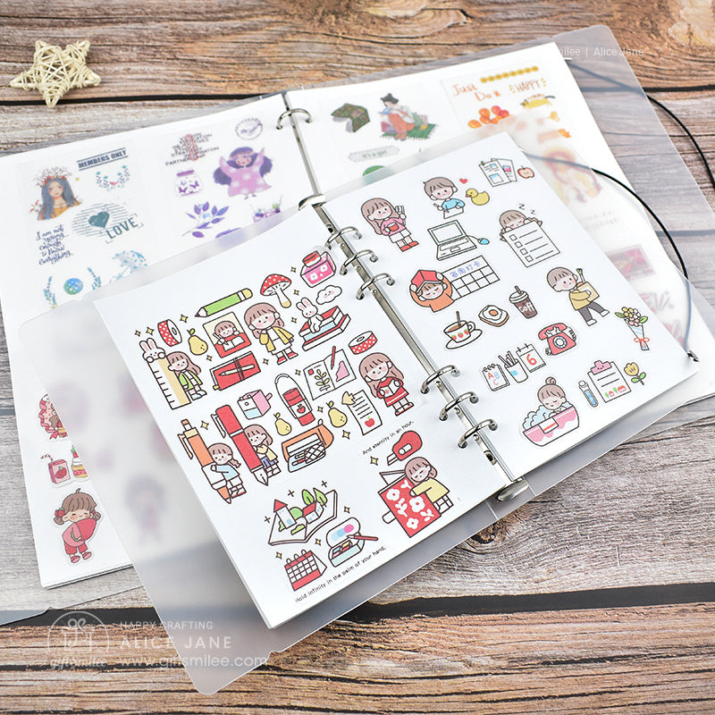 800 pcs/100 Sheets Kawaii Girls Scrapbooking Stickers - Cute Cartoon Aesthetic Decorative Journals Transparent PVC People Sticker for Bullet