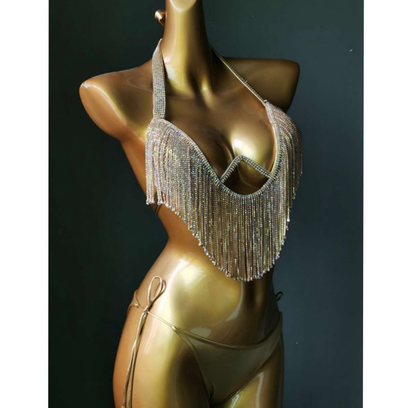 2021 Venus Vacation Diamond Tassels Bikini Set Swimwear Rhinestone Sw