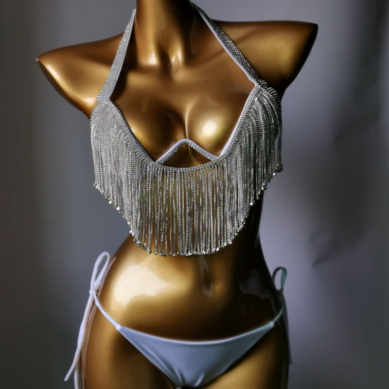 2023 Venus Vacation Diamond Tassels Bikini Set Swimwear Rhinestone Sw