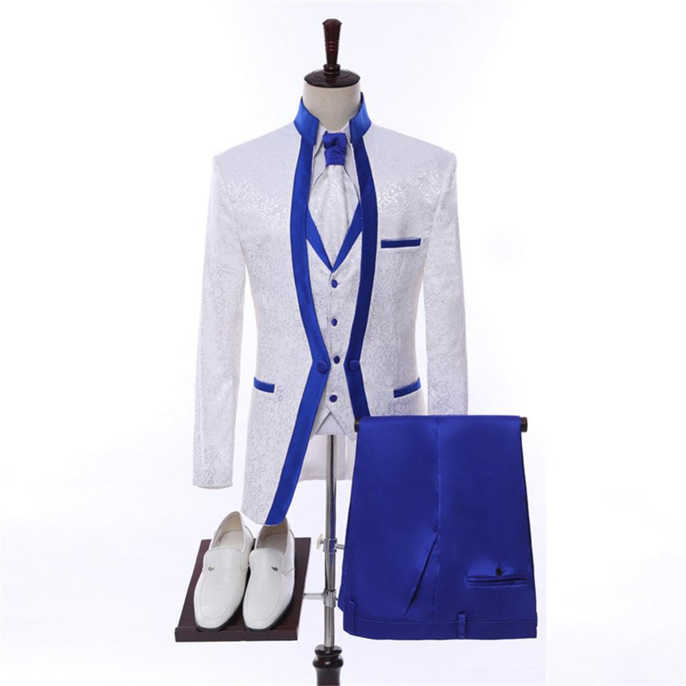 (Jacket+Pants+Vest) Real Photo 3 Piece Skinny Men Suits with Slit for Wedding Party Dress