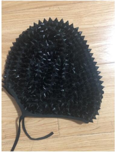 Black Silver Rivet Rhinestones Mask Headgear Dancer Performance Accessories Nightclub DJ Singer Stage Dance Costume