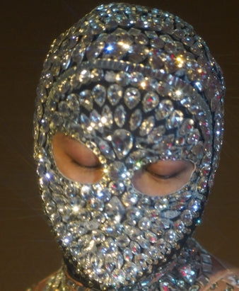 Sparkly Rhinestone Jumpsuit for Men Elastic Leotard Headgear DJ Nightclub Outfit Performance Dance Costume Show Stage Wear