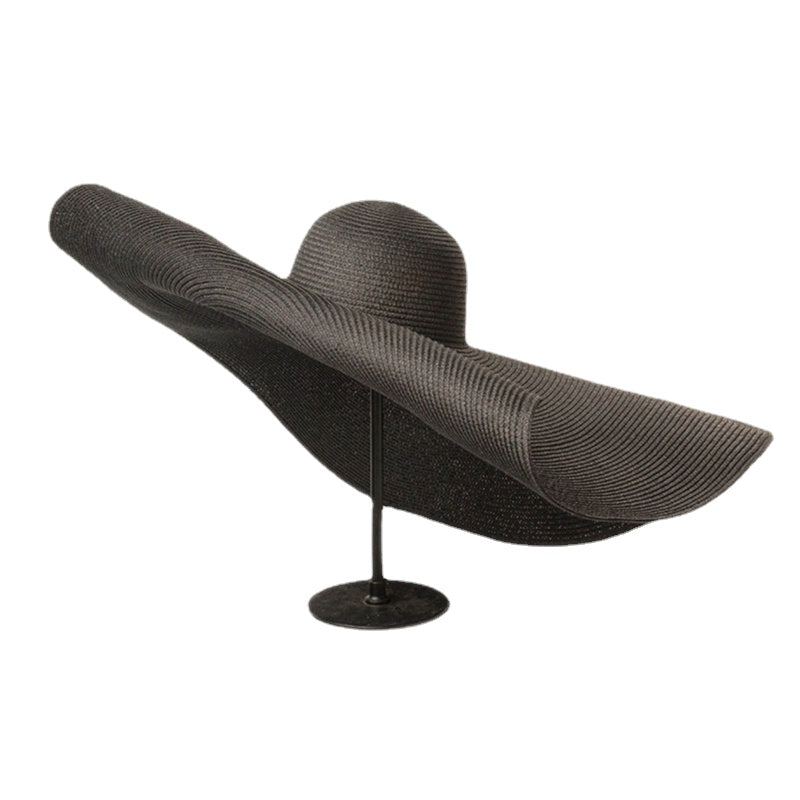 80CM Fashion Large Sun Hat Summer Anti-UV Protection Foldable Straw Cap Woman Cover Oversized Collapsible Sunshade Beach Hat