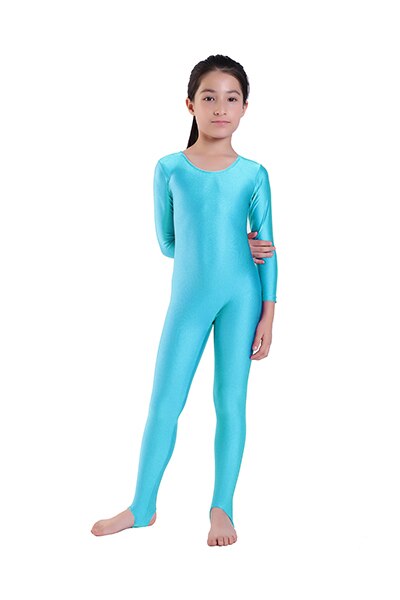 Kids Ballet Dance Long Sleeve Unitard With Stirrup Boys Gymnastics Jumpsuits Child Spandex Zentai Constume