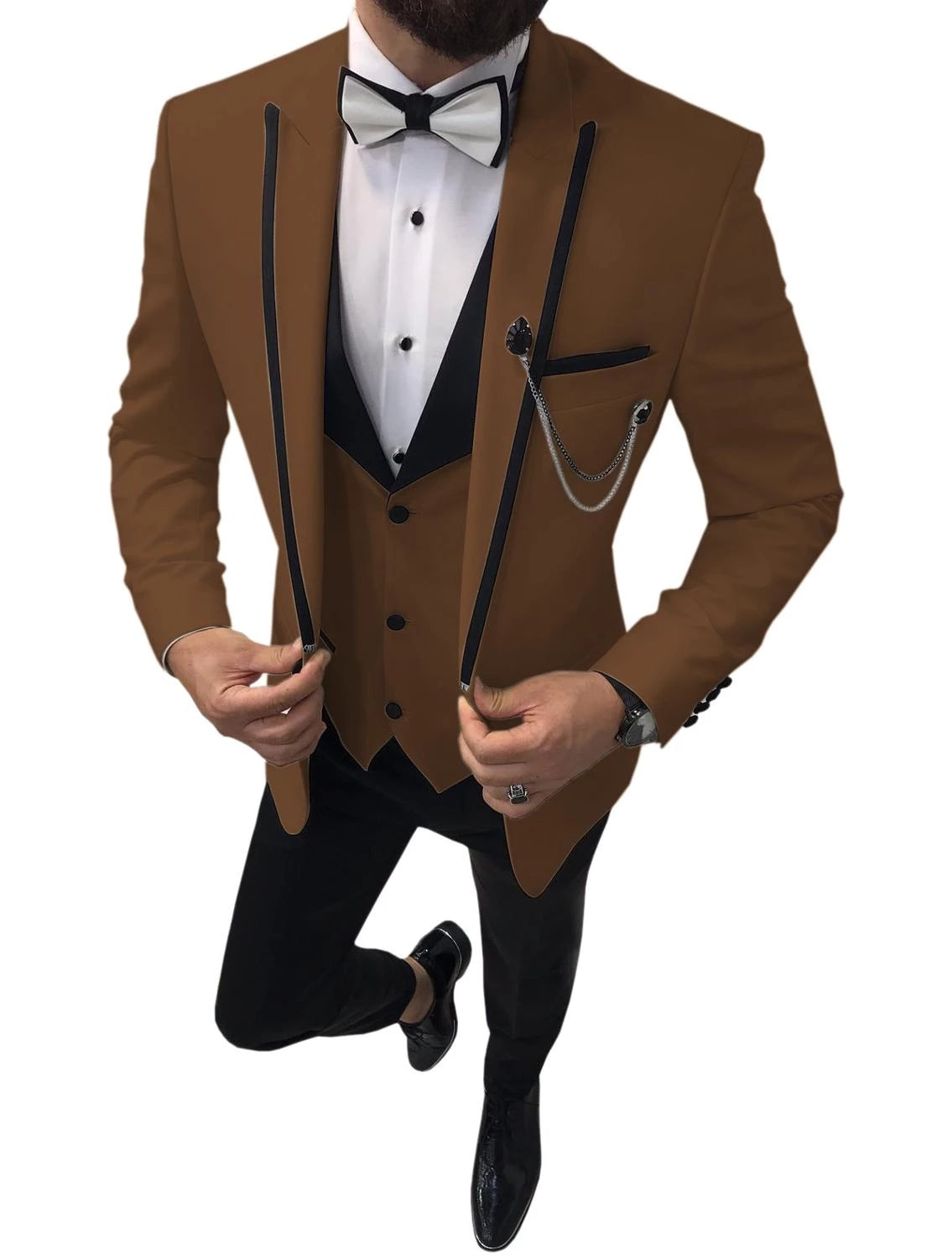 Houndstooth Plaid Men Suits For Wedding 3 Pieces Business Suit Tuxedos Blazer Peaked Lapel Costume Homme Terno Party Suits