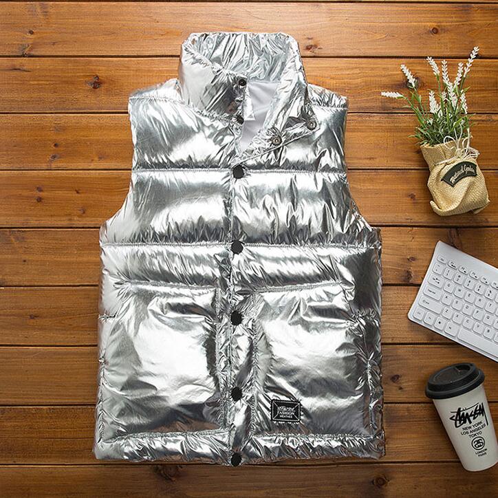 Silver Metallic Puffer Vest - detail view 10