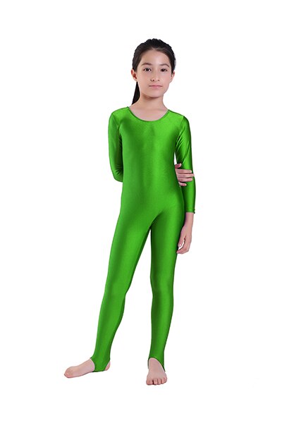 Kids Ballet Dance Long Sleeve Unitard With Stirrup Boys Gymnastics Jumpsuits Child Spandex Zentai Constume