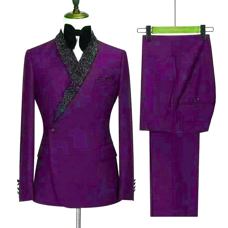 Black Formal Suit Men Double Breasted Slim Fit Design Custom Made 2 Pieces Wedding Suit For Men Groom Suits Tuxedo