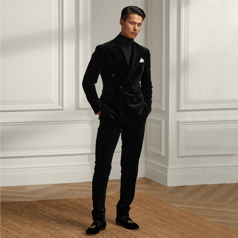 Coat Pant Designs Black Double Breasted Business Men Suits Groom Wedding Tuxedos Peaked Lapel Prom Party Best Man Blazer
