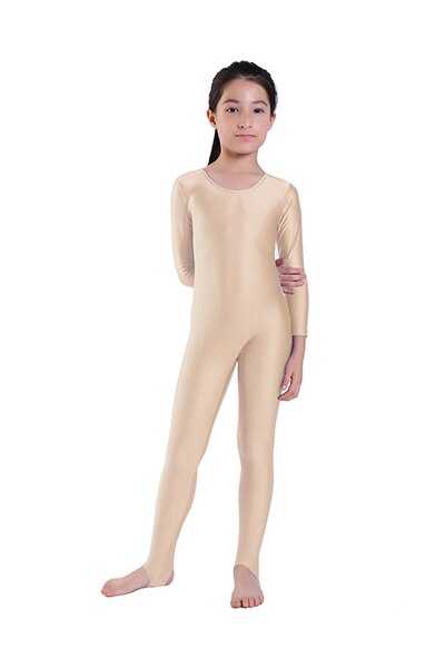 Kids Ballet Dance Long Sleeve Unitard With Stirrup Boys Gymnastics Jumpsuits Child Spandex Zentai Constume