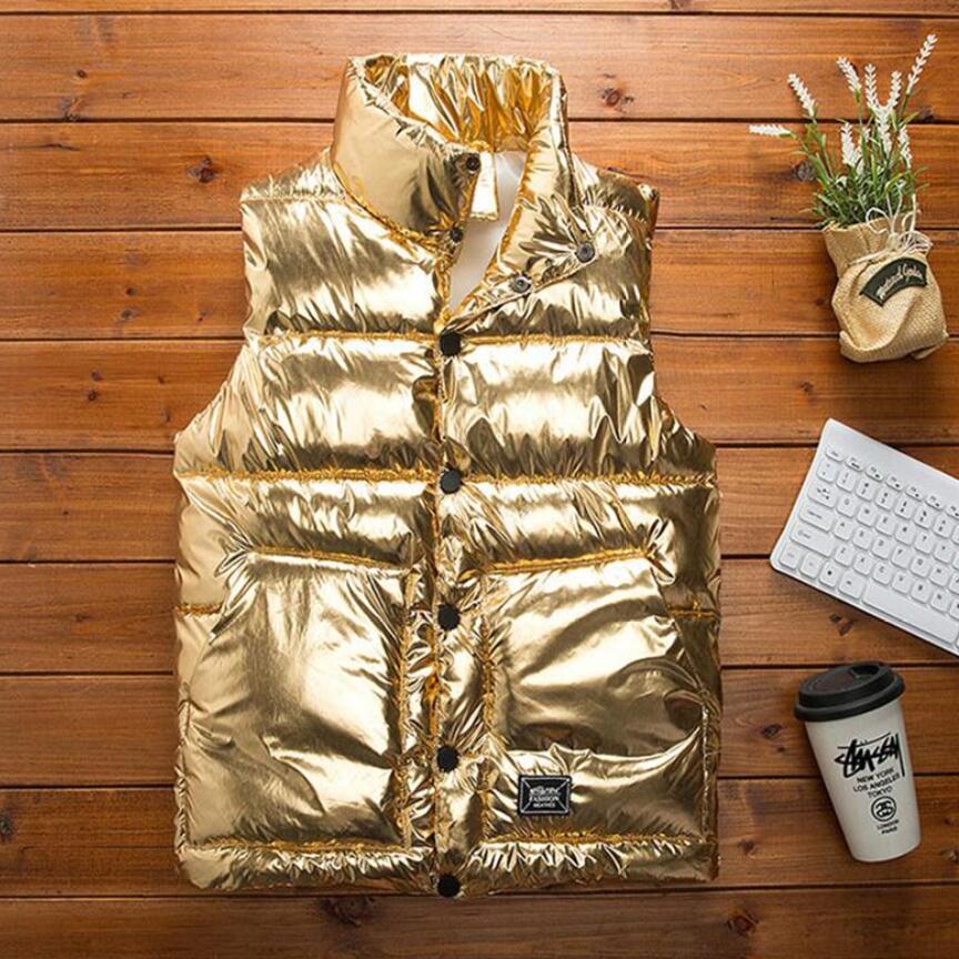 Gold Metallic Puffer Vest - detail view 8