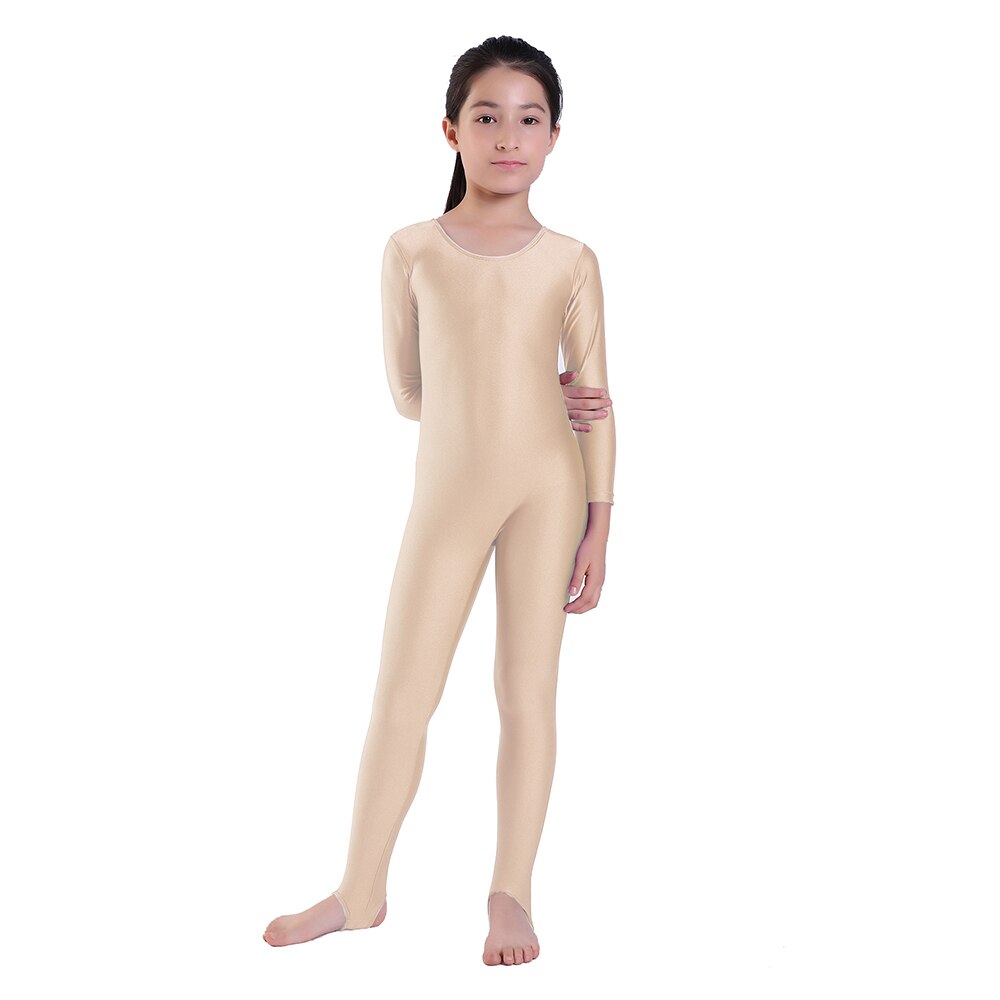 Kids Ballet Dance Long Sleeve Unitard With Stirrup Boys Gymnastics Jumpsuits Child Spandex Zentai Constume