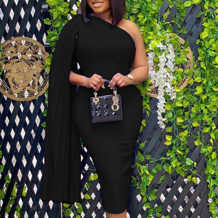 Women Fashions Plus Size 5Xl Embroidery Capelet Semi Sheer V Neck Party Dress Half Sleeves Sheath Dress Vestidos Big Size