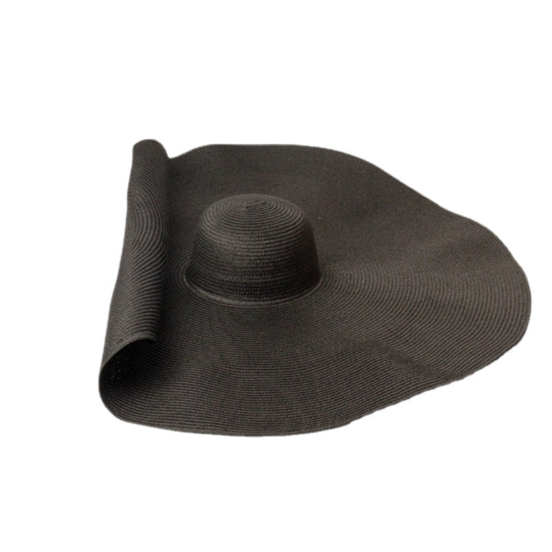 80CM Fashion Large Sun Hat Summer Anti-UV Protection Foldable Straw Cap Woman Cover Oversized Collapsible Sunshade Beach Hat