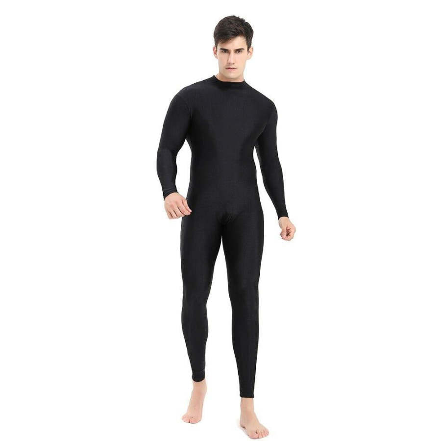 Long Sleeve Unitard Spandex Lycra Unitard Unisex Mock Neck Bodysuit Fu