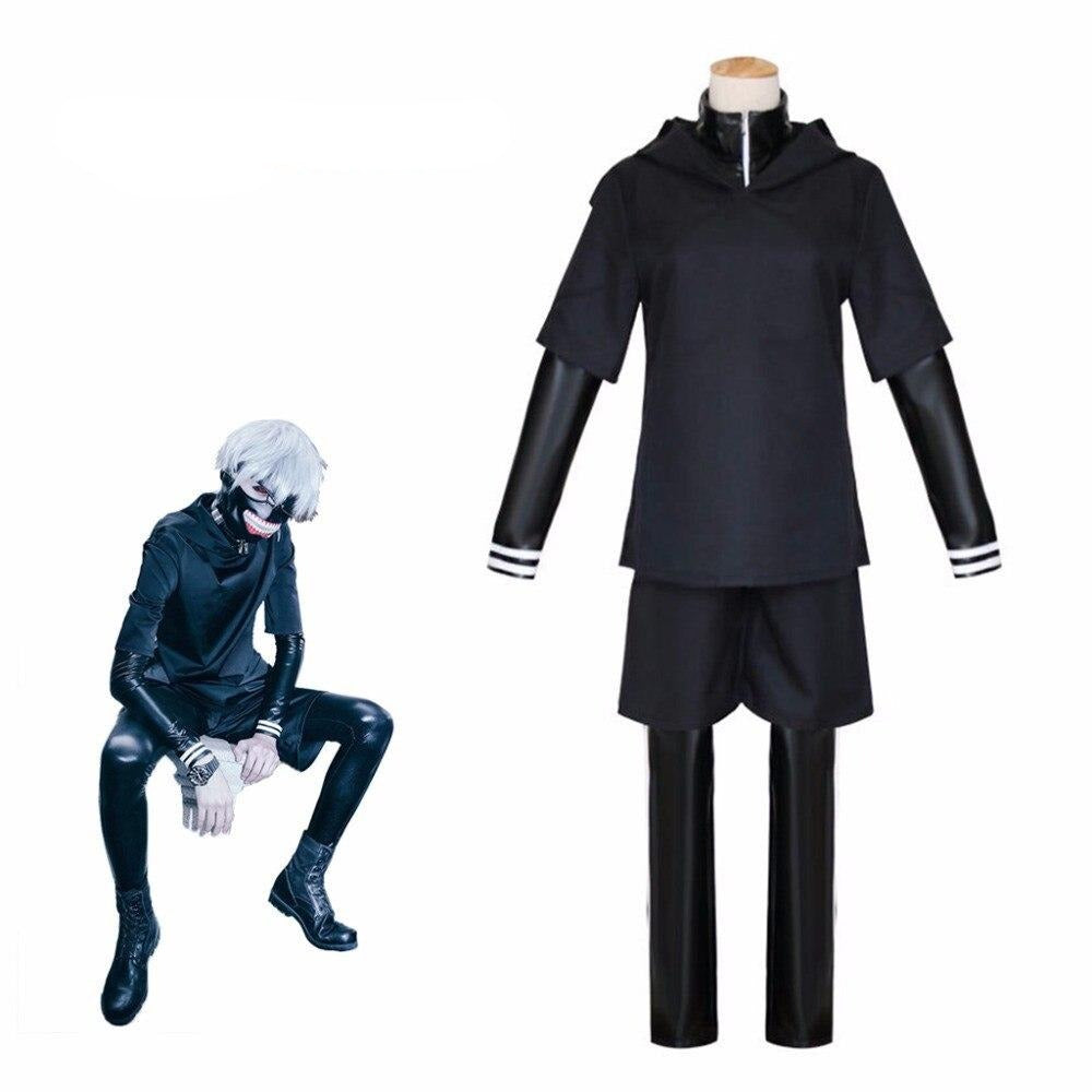 Japanese Anime Tokyo Ghoul Cosplay Costumes Kaneki Ken Cosplay Costumes Hoodie Jackets Black Fight Uniform Full Set With Mas
