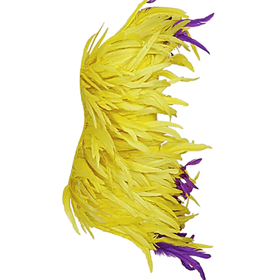 Yellow Feather Dress Summer One-shoulder Atmospheric Bodycon Mini Celebrity Dress Casual High-end Party Dress