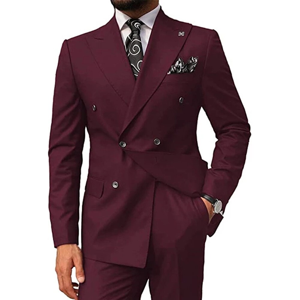 Double Breasted Wedding Suits for Men Groom Tuxedos Groomsmen Best Men Suit 2 Pieces Suit