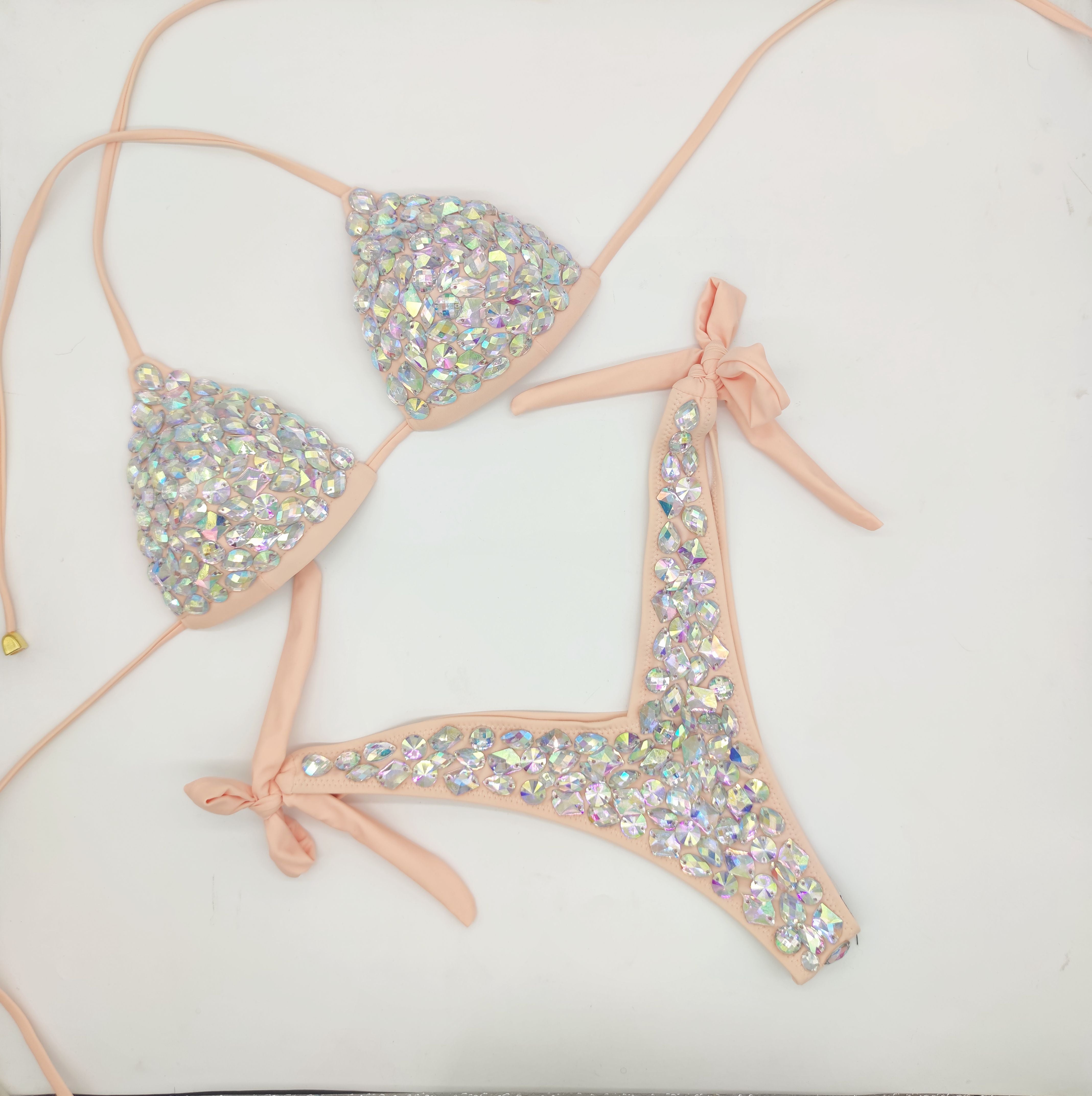 Fashion Diamond Bikini Set Rhinestone Swimwear Crystal Bathing Suit S