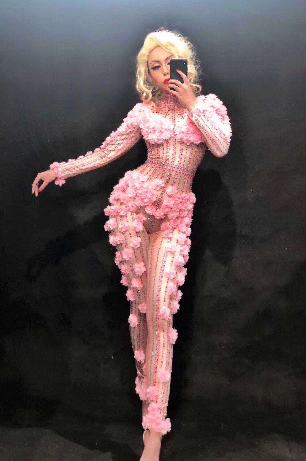 Sexy-Dj-Pink-Flower-Crystals-Bodysuit-Costume-One-piece-Evening-Jumpsuit-Celebrate-Party-Wear-Singer-Stage (2)