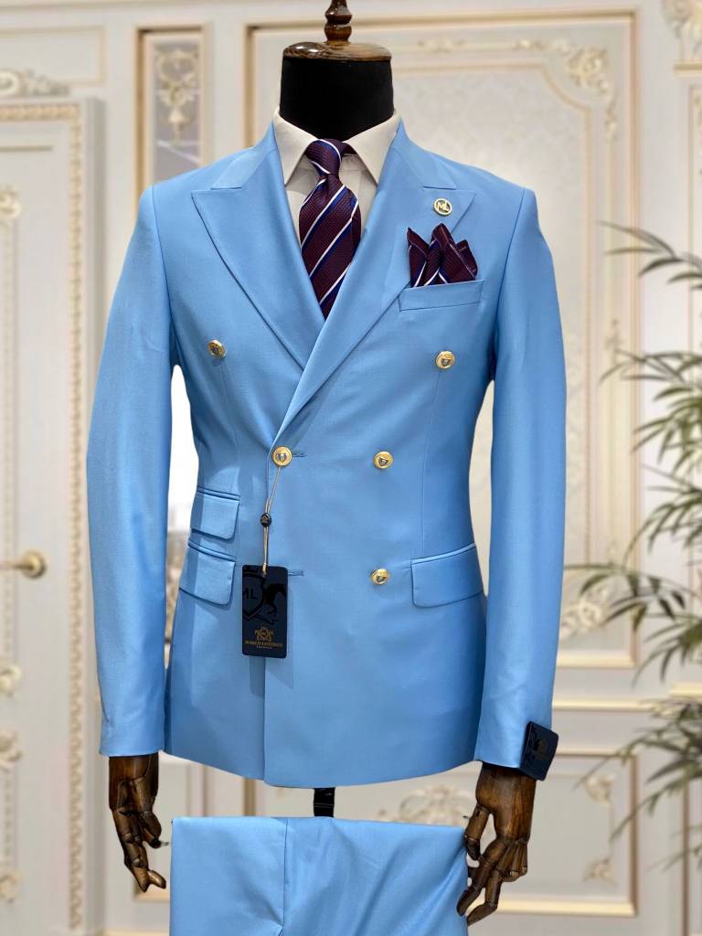 Double Breasted Slim Fit Men Suits Tuxedos Groom Business Best Man Blazer Homme