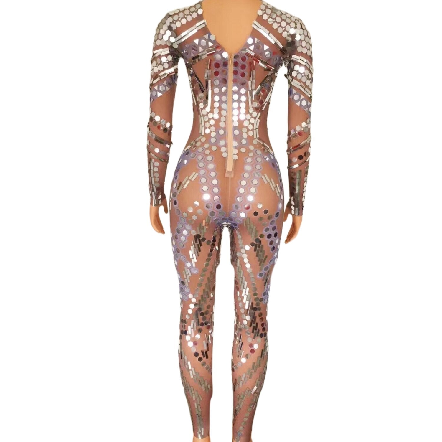 Modest Clothing Glitter Sequines Jumpsuit Women Long Sleeve Ankle Length Custom Bodysuit Women Long Bodysuit Performance Wear