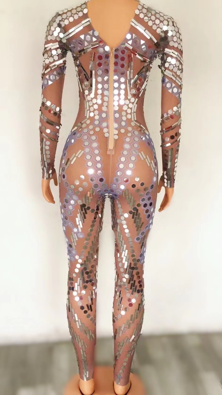 Modest Clothing Glitter Sequines Jumpsuit Women Long Sleeve Ankle Length Custom Bodysuit Women Long Bodysuit Performance Wear