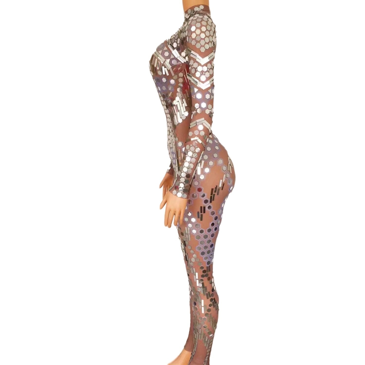 Modest Clothing Glitter Sequines Jumpsuit Women Long Sleeve Ankle Length Custom Bodysuit Women Long Bodysuit Performance Wear