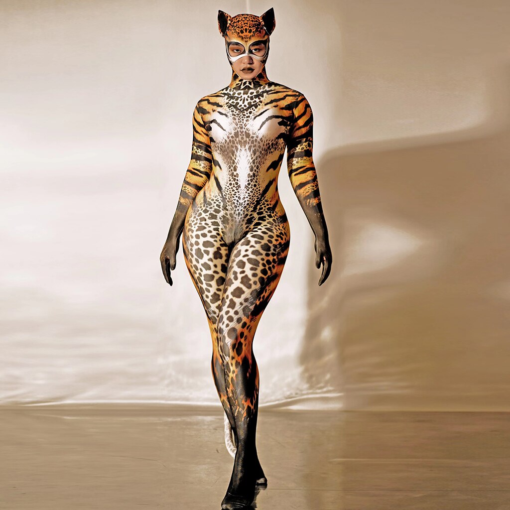Sexy Halloween Costumes Women Animal Role Opera Dance Jumpsuit Nightclub Party Rompers Stage Cat Cosplay Costumes