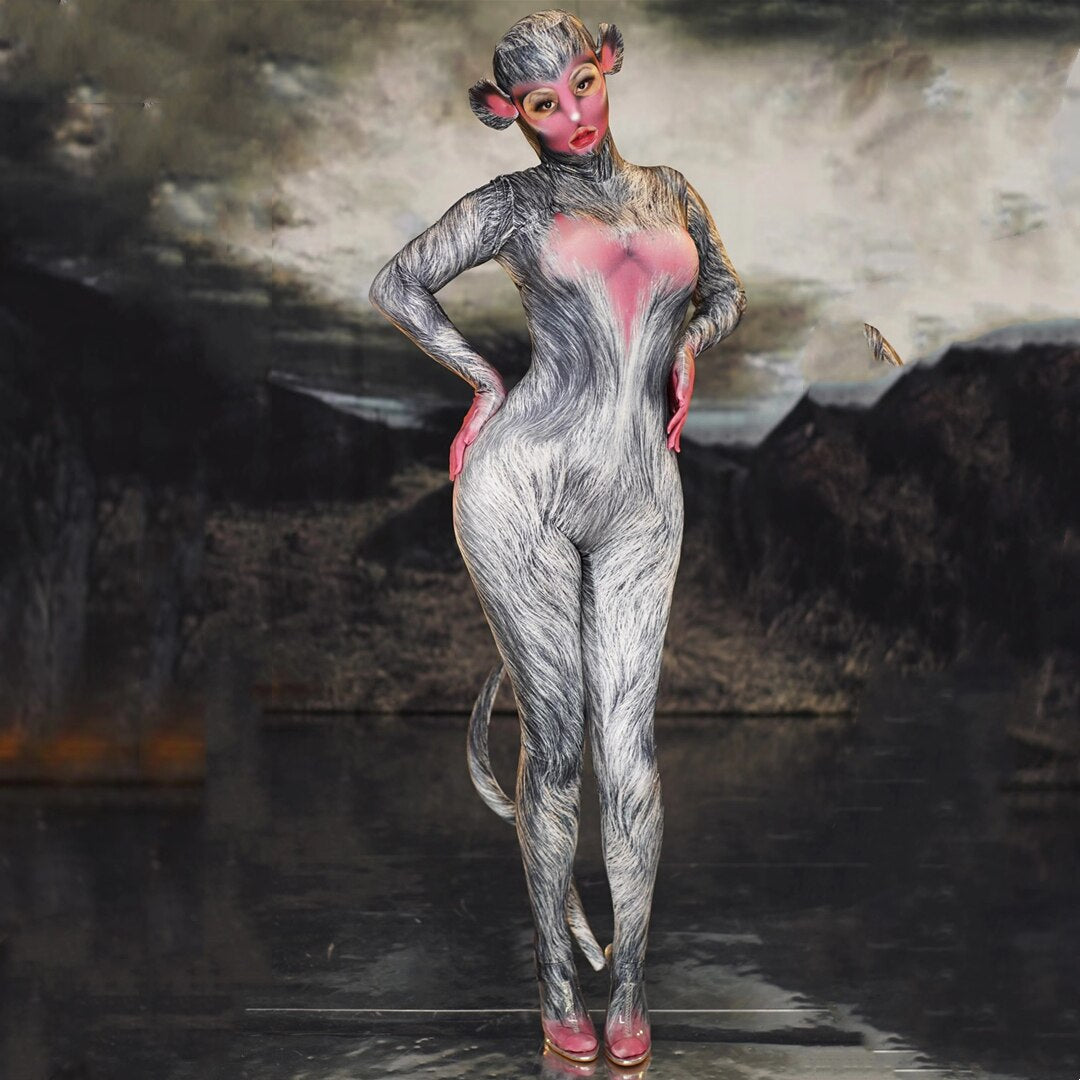Sexy Halloween Costumes Women Animal Role Opera Dance Jumpsuit Nightclub Party Rompers Stage Cat Cosplay Costumes